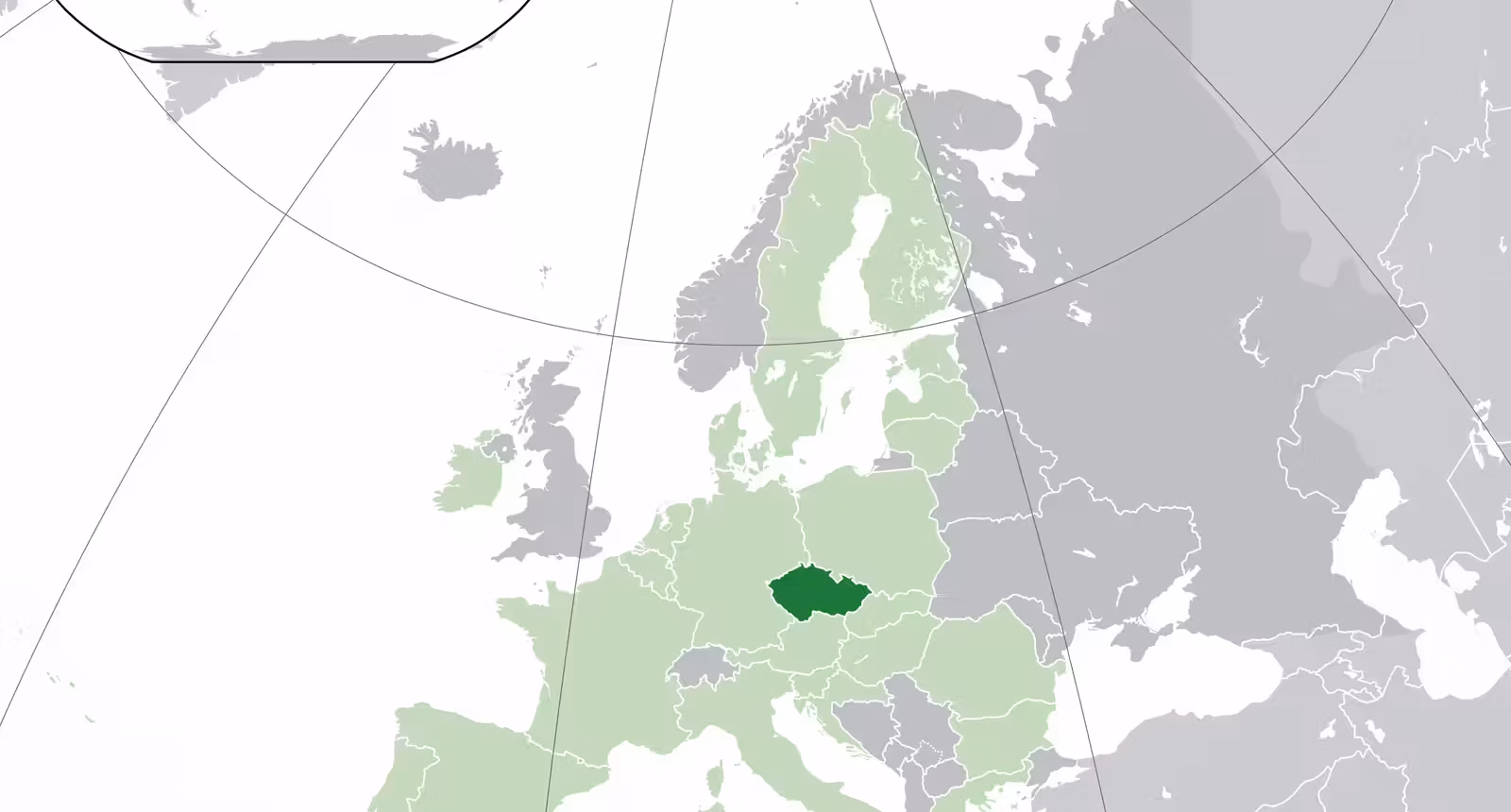 Europakarte mit hervorgehobenem Tschechien