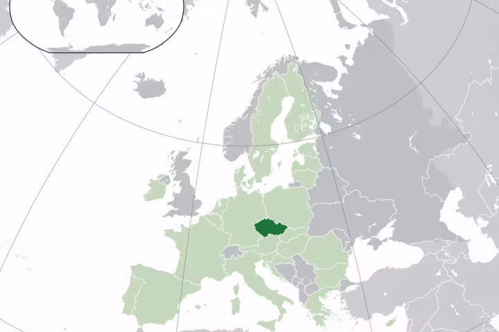Europakarte mit hervorgehobenem Tschechien