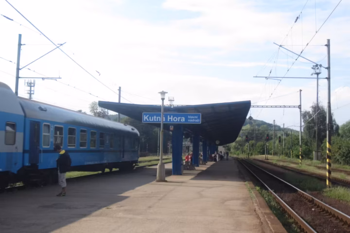 Train at Kutná Hora main station, on the way to the dark retreat